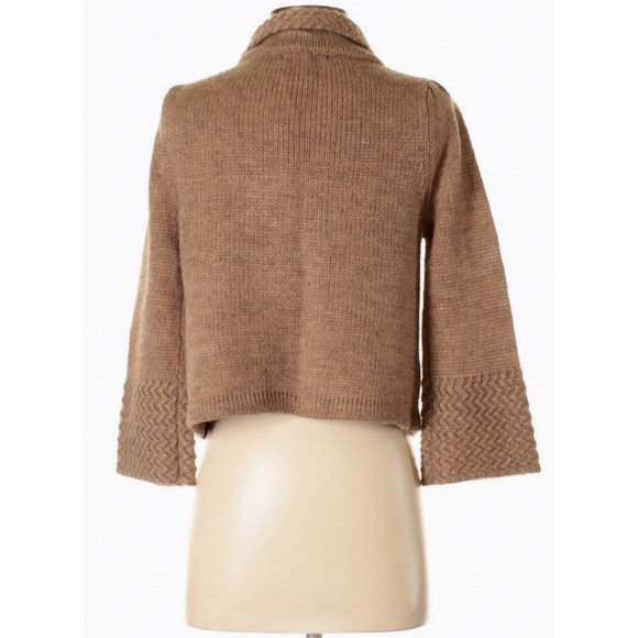 BCBGMaxAzria Camel Cabled Cropped Shrug Cardigan - Picture 2 of 2